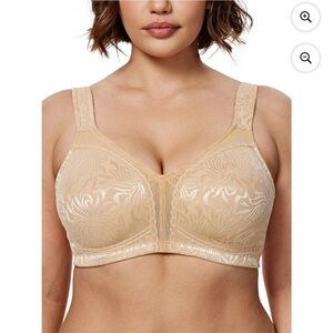 Deyllo Women's Non Padded Wireless Plus Size Full Coverage Minimizer Bra 44DD